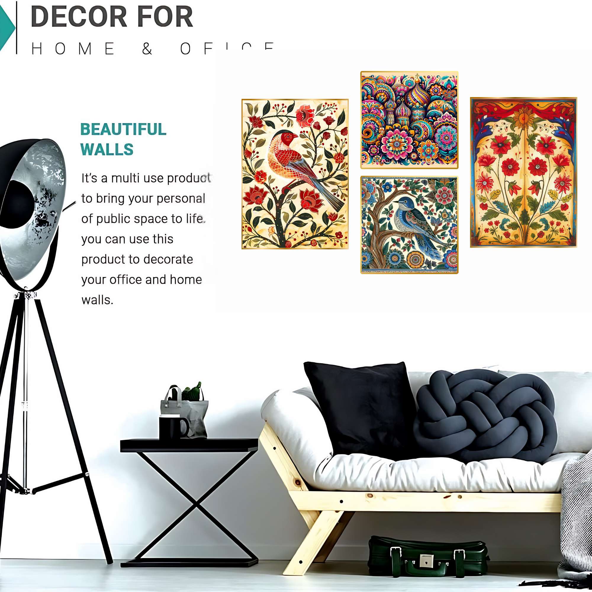 Set of Four Wall Paintings for Wall Dacoration Golden Framed Wall Paintings for Living Room & Bedroom Wall Art for Home Decoration & Office Wall Décor (13x10 inch CH-GD4-5) - Image 2